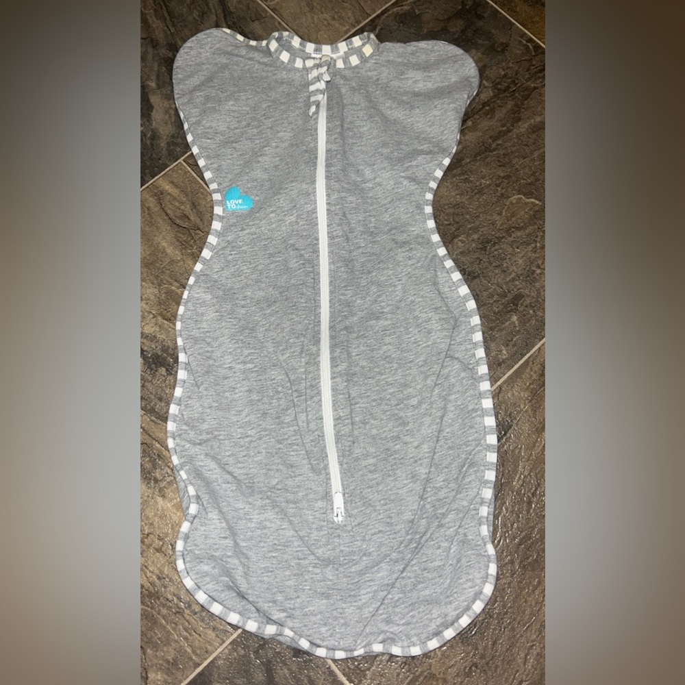 Love to dream Gray Sleeveless Swaddle Sleep Sack with White Trim